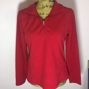 red quarter zip sweatshirt